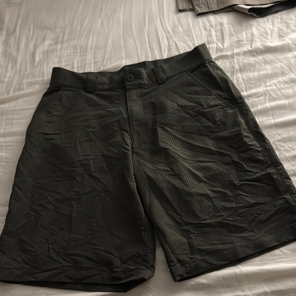 Under Armour Dark Green Striped Golf Shorts